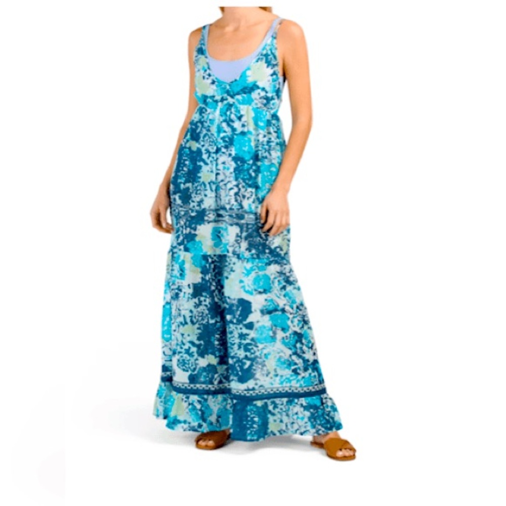 Boho Beach Cover Up Maxi Dress, Sz 8